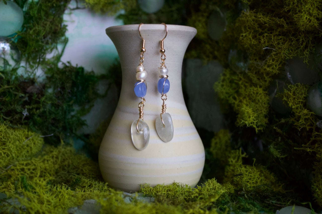gold moonstone dangles
