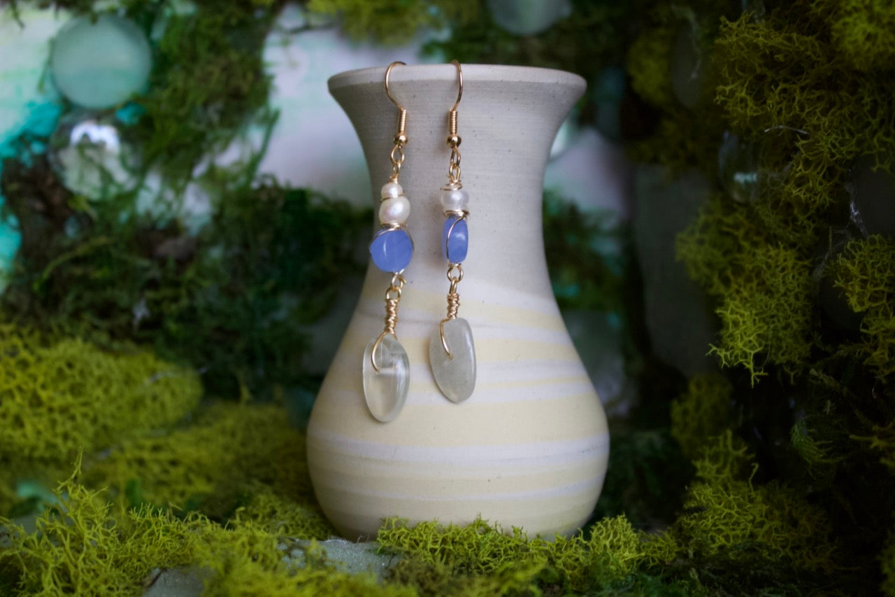 gold moonstone dangles