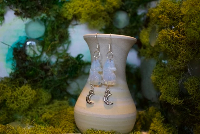opalite crescent wolf dangles