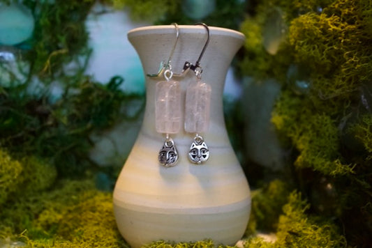 kitty rose quartz dangles