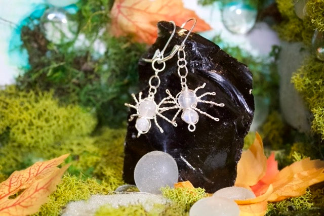 moonstone spider dangles