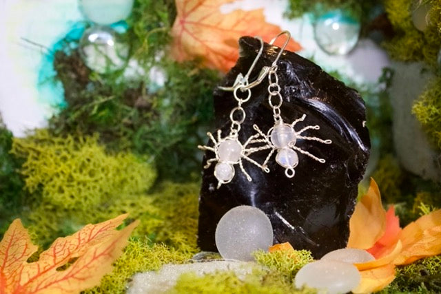 moonstone spider dangles