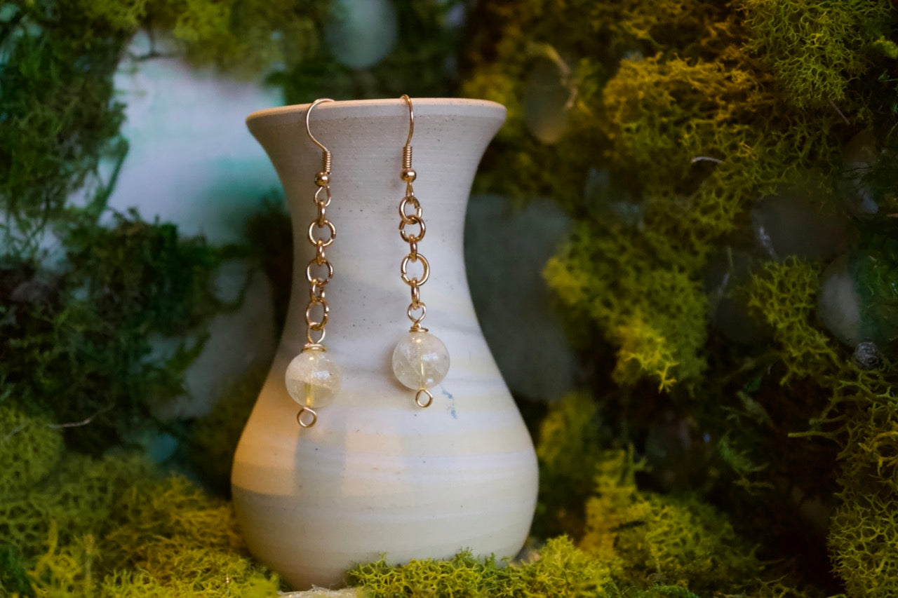 citrine and chain dangles